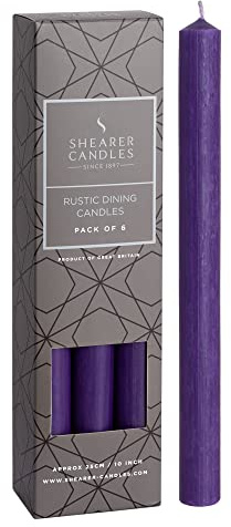 Shearer Candles Purple - Dinner Candles - 10 inch - Unscented Dripless Dinner Candles - 11 Hour Burn Time - 6 Pack