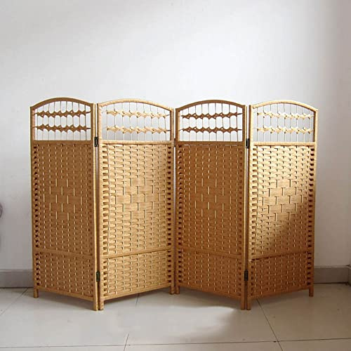 Artiz Séparateur De Chambre d'enfant en Rotin, Clôture Pliante Paravents Décoratifs pour Enfants Cloison Mobile d'angle pour Petits Écrans (Couleur : Natural-4 Panel, Taille : 120x160cm)