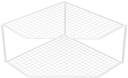 NUOBESTY Pan Organizer Rack Dish Drainer Corner Stand Kitchen Shelf Plate Shelf Organizer Pan Lid Stand Spices Rack Makeup Accessories Kitchen Supplies White Wrought Iron Cupboard Bookshelf