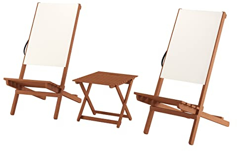 Erst-Holz Wikingerstuhl-Set Lagerfeuerstuhl Anglerstuhl Strandstuhl Partystuhl Stofffarbe weiß V-10-361, Stühle:Doppelpack mit Tisch