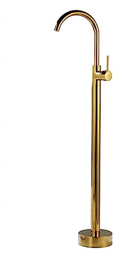 ZYCDP Robinet Baignoire Sur Pied,Montage au Sol Robinets Laiton,Robinet Mitigeur Monotrou pour Baignoire,Robinet Baignoire ilot Monocommande,Mitigeur Baignoire ilot Chaud Et Froid,Or
