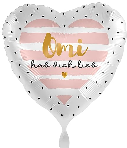 Folienballon Omi - hab dich lieb- Geschenk Oma Ballon Geburtstag Oma Luftballon Herzen Oma, Made in EU- Helium geeignet