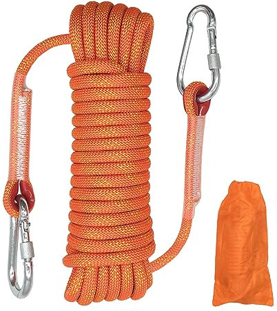 Climbing Rope, Diameter 10mm Outdoor Static Multipurpose Rope, High Strength Cord Safety Rope for Escape, Camping, Hiking, Fire Rescue, Parachute (Orange Length 10m)