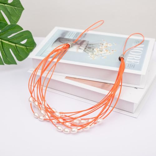 qbodp 2 Stück Perlen-Vorhang Raffhalter, Handgefertigte Seil-Raffhalter Für Vorhänge, Heimdekoration, Wohnzimmer-Vorhangdekoration, Orange