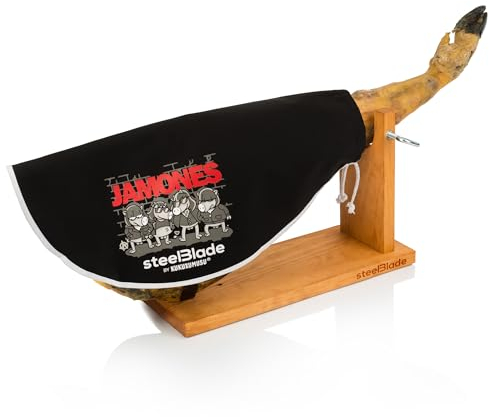 Steelblade Cubre Jamón Kukuxumusu Color Negro - Algodón 50% - Funda Jamón 55 cm - Ideal Tanto para Jamones como Paletas - Modelo Los Jamones