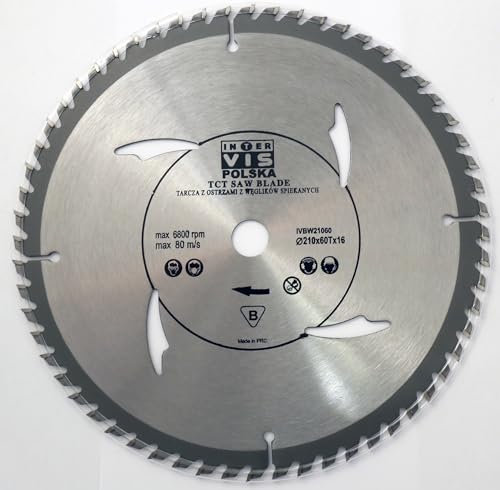 Lame de scie circulaire pour bois 210 x 16 mm 60 dents TCT