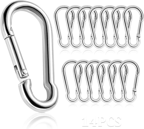 Karabinerhaken, Karabiner mit Schnappverschluss, 60mm x 6mm belastbar bis 150kg, 14 Stück Karabiner aus hochwertigem Premium-Stahl für Schlüsselanhänger, Camping, Wandern