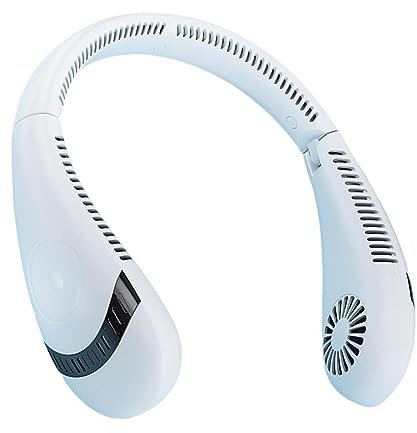 Anulely Ventilador de Cuello sin aspas - Ventilador de Cuello Plegable con Flujo de Aire de 360° 5000 mah,Ventilador de Cuello Recargable para Mujeres y Hombres, Ventilador de Cuello portátil