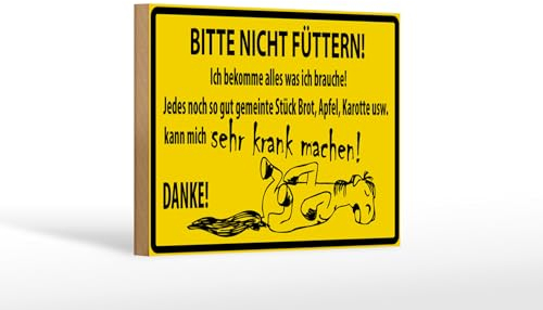 FEMER Holzschild Warnschild 18x12cm Bitte Nicht Füttern (Pferd)