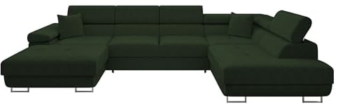 Mirjan24 Ecksofa Torezio Bis Cord mit Bettkasten, Einstellbare Kopfstützen, Sofa mit Schlaffunktion, Eckcouch für Wohnzimmer, U-Form Couch mit Bettfunktion (Poso 14, Seite: Rechts)