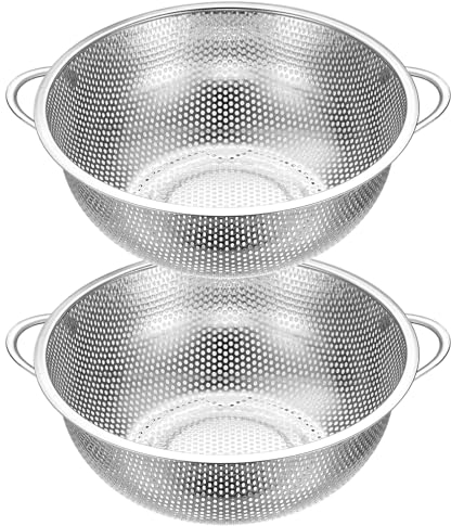 2 x Tamis de Cuisine avec 2 Poignées en Acier Inoxydable, Passoire en Mailles Fines Ø22.5 cm, Passoires Crépine Micro-Perforées pour Pâtes Légumes Fruits