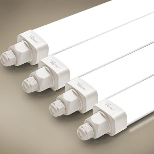 Tobeter 4 Stück LED Feuchtraumleuchte 115cm, 36W 3600LM Ultraslim LED Röhre Feuchtraumlampe im Reihenschaltung, IP65 Wasserfest Werkstattlampe für Keller Garage Feuchtraum, Neutralweiß 4000K
