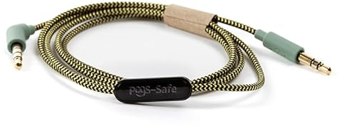 POGS-Safe Cable | 3.5 mm Audio Cable The Gecko & The Elephant Headphones | Volume Limited 85 dB, Safe Technology | Integrated Microphone | 1 meter Anti-Tangle Fabric Cable (Green)