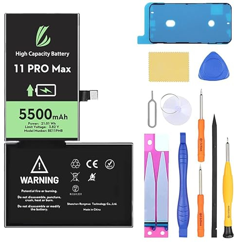 LL TRADER Akku für iPhone 11 Pro Max, 5500mAh Lithium-Ionen-Akku mit hoher Kapazität und Allen Reparaturwerkzeugen Neu