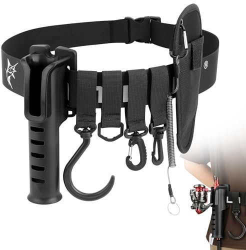 SAN LIKE Watgürtel Angeln, Tragbarer Angelrutenhalter-Gürtel mit verstellbarem Wathosengürtel, Wathosenriemen und Kajak-Angelzubehör für das Fliegenfischen
