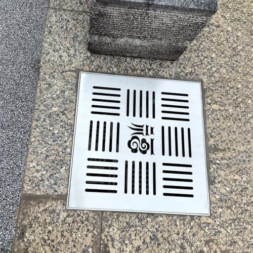 Entwässerungsrinne Quadratischer Abflussdeckel aus Edelstahl für den Außenbereich, Stabiles Abflussgitter für Hof, Garten, Einfahrt, Terrasse, Deck, Regenrinnen-/Kanaldeckel, Individuell Anpassbar(30c