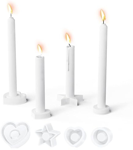 4 Stück Silikonformen Gießformen,Gießform Kerzenhalter,Kerzenformen Sterne Silikon Kerzenhalter silikonform weihnachten Pentagramm Gießform Kerzenhalter DIY Silikon Kerzenformen SterneRund etc