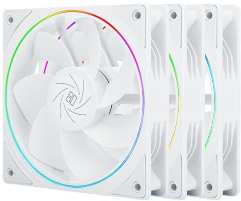Thermalright TL-S12RW X3 CPU Fan, 120mm White Computer Cooler Fine Aperture ARGB Halo PC Fan,Reverse Airflow Design Chassis Cooling, 1500RPM Speed,3-Pack,White