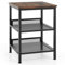 COSTWAY Industrial Sofa Side Table, 3-Tier Wooden Nightstand Bedside End Table with Open Storage Shelves, Metal Frame Square Accent Tea Table for Living Room, Bedroom and Office, 40 x 40 x 55cm (1)