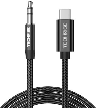 TechRise Aux to USB C, Type C to 3.5mm Jack Cable,Audio Adapter Auxiliary Cord, Audio Cable for headphones,Car, iPhone 16 Pro Max/15 Pro Max Plus, Galaxy S25 UltraS24 S23, iPad Pro, Pixel(2m)