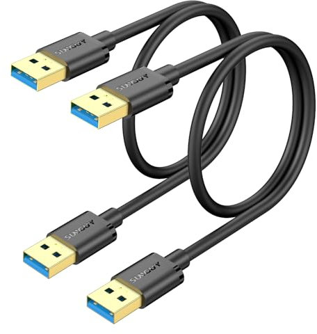 SUNGUY USB 3.0 Kabel, 2 Stück 0.5M USB A auf USB A Kabel, Übertragungsraten bis zu 5Gbit/s, Typ A Stecker zu Typ A Stecker Kable Kompatibel mit Drucker, Modems, Festplatten, Monitor, Kamera