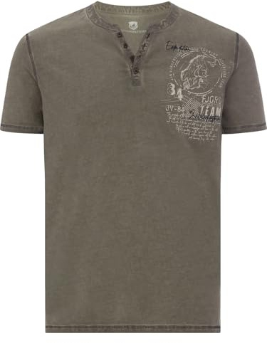 Jan Vanderstorm Herren T-Shirt Godbert | Kurzarm, mit Serafino-Ausschnitt | Reine Baumwolle | große Größen L-7XL Khaki, 7XL (XXXXXXXL) - 80/82