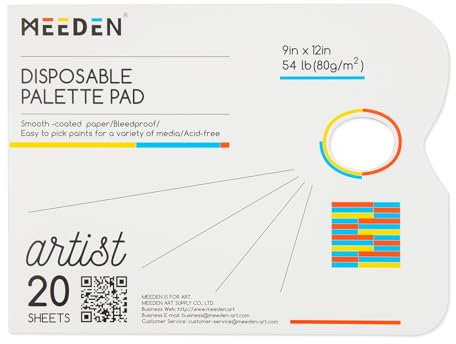 MEEDEN Bloc de papier pour palette d'artiste : 22,9 x 30,5 cm, 20 feuilles (24,5 kg/80 g/m²) – Papier de mélange de peinture jetable pour adultes, étudiants, peintres, dessin