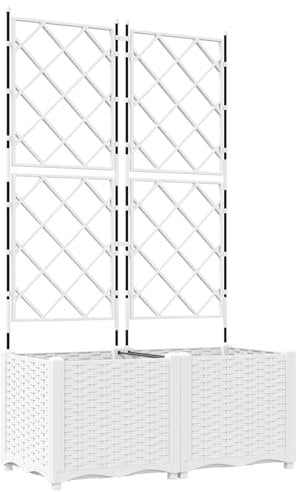 vidaXL Macetero de Jardín con Enrejado 2 pcs Blanco 80x40x143 cm