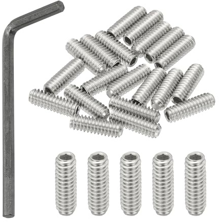 PATIKIL Madenschrauben 1/4-20x3/4 UNC Grobgewinde Innensechskant 20 Stück | Gewindestifte Set mit Schraubendreher für Türklinken Halterung Möbel Lampen Wasserhahn Reparatur