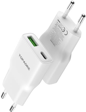 TOPADRE 20W Mini Stecker USB C Ladegerät, 2-Pack Ladestecker für iPhone | 20W PD Mini Power Adapter Schnellladegerät Handy für iPhone 17/16/15/14/13 Pro Max, für iPad/AirPods/Galaxy Kompakt Reisen