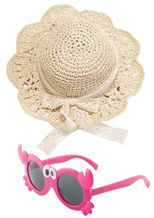 1 Pièce De Chapeau De Paille Pour Enfants, 2 Pièces D'Accessoires De Chapeau, Joli Chapeau De Protection Solaire De Plage, Boucle De Chapeau De Sac À Dos, Fournitures De Plein Air.