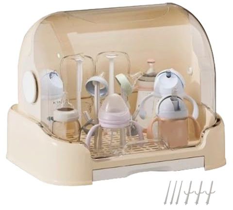 Wusideday Organiseur de biberon | Grande boîte de rangement avec égouttoir pour biberon | Étui anti-poussière pour sucettes, couverts, chambre d'enfant, voyage, comptoir, armoire à domicile