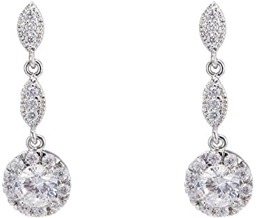Homxi Weißgold Ohrringe 14K Damen, Rund mit Moissanit, Schmuck Ohrringe Damen Silber