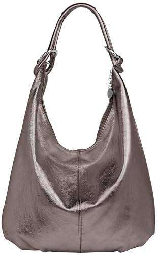 Caspar Große Damen Vintage Veloursleder Tasche Samtweiche Schultertasche aus Leder - CLASSIC LINE - Modell No.617 - Made in Italy