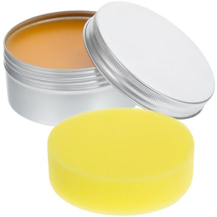 TOBBOMEY Solid Beeswax Wood Polish for Redwood Furniture Hardwood Floors with Sponge Natural Furniture Wax Enhances Shine Protects Against Scratches and Extends Surface Lifespan