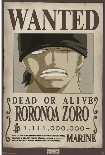 GB Eye Poster One Piece Chibi Wanted Zoro Wano – offizielles Produkt – Format 52 x 38 cm – hochwertiges laminiertes Papier – Poster Prime Pirat