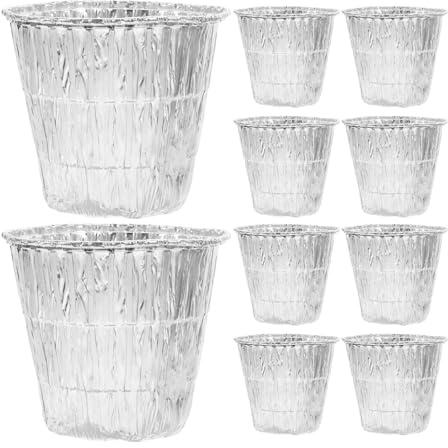 10 Stück Aluminiumfolie Einlage für Grill und Eimer Einsätze | Große Kapazität Ausführung Silber für Einweg für Bbq Grill Fettbehälter Outdoor Picknick