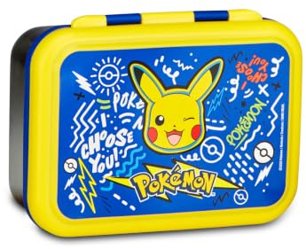 Seven Portamerenda Pokemon, Blu, 850 ml, Resistente al calore, Divisorio interno, Lavabile in lavastoviglie, Base in acciaio, Scuola, Sport, Viaggio, Bambino, Bambina