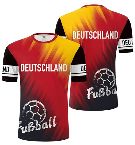 ERECT PEAK Herren FußBalltrikot Schwarz Rot Gold Fan Retro Beidseitig Bedruckt Rundhalsausschnitt Kurzarm Trikot (S–XXL)