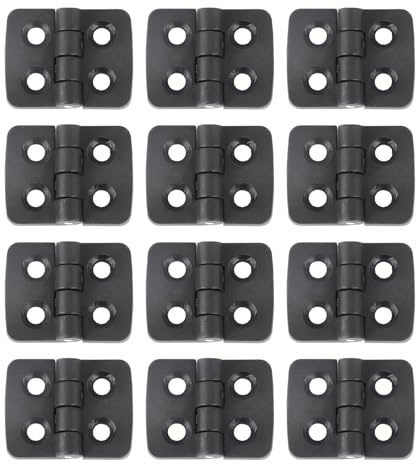 ARYIMYDP 12 Piezas Mini Bisagras Plástico 30x40mm - Pequeñas Bisagras Negras para Muebles, Cajas, Puertas & Proyectos DIY - Poliamida Resistente a la Intemperie, Sin Óxido