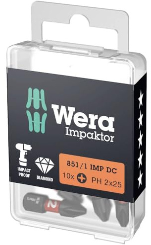 Bit 1/4 Inch DIN3126 C6.3 PH2 x 25 mm Impactor Wera