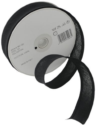 Inastri 25/5/5 mm Baumwollschrägband, schwarz