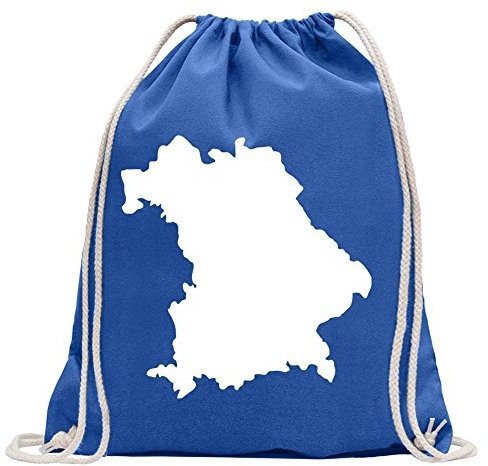 Kiwistar - Turnbeutel - royal - Bayern Deutschland Silhouette - Fun Rucksack Sport Beutel Gymsack Baumwolle mit Ziehgurt