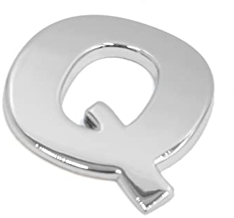 sourcing map Silberfarbenes Metall-Q-Buchstaben-förmiges Auto-Außenemblem 3D-Aufkleber-Dekor