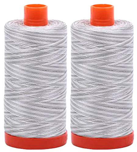 2-Pack - Aurifil 50WT - Silver Moon (4060) Variegated - Mako Cotton Thread - 1422 Yards Each