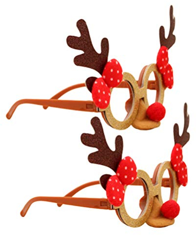 Amosfun 2pcs Weihnachten Brillengestell lustige Partei begünstigt Kinder Erwachsene Spielzeug Geweih dekorative Gläser Cartoon Brillengestell Partei Sonnenbrille Foto Requisiten