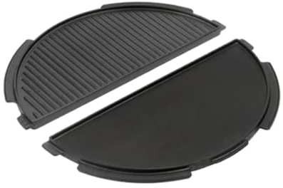 Big Green Egg Halbrunde Gusseisengrillplatte Half Cast Iron Plancha L für Egg Large 2-seitig