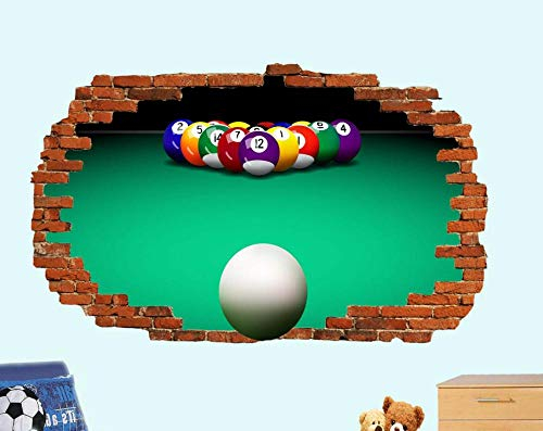 HUGF Wandtattoo Billard Billard Pool Sport Wandaufkleber Poster 3D Art Wanddekoration