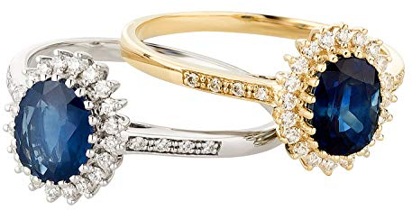 Ardeo Aurum Damenring aus 375 Gold Gelbgold mit 0,24 ct Diamanten Brillant 1,6 ct blauer Saphir oval 8x6 mm Edelstein Verlobungsring Gr. 58