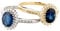 Ardeo Aurum Damenring aus 375 Gold Gelbgold mit 0,24 ct Diamanten Brillant 1,6 ct blauer Saphir oval 8x6 mm Edelstein Verlobungsring Gr. 58